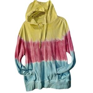 Ivory Ella Hoodie Womens Medium Tie Dye Pullover Sweatshirt Elephant Graphic